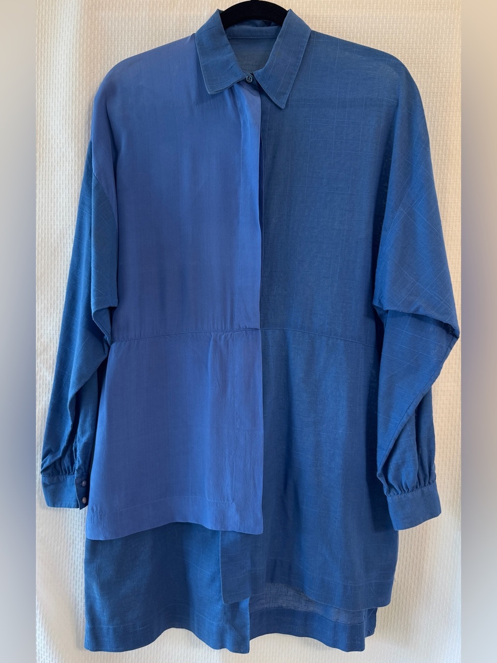 Vintage Vakko 1980s Blue Asymmetrical Designer Tunic Size 36 — Istanbul 1986